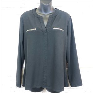 🍀4/$10 Aibrou Black Long Sleeve Zipper Pocket Top